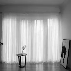 Branco Tulle cortinas Sheer para sala de estar, cortinas transparentes, sombreamento estilo simples, Voile Cortina