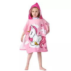 Imagem do Toalha de banho com capuz Quick Dry para crianças, roupão Quick Dry, toalhas de poncho para desenhos infantis, coberturas de microfibra, 80-130cm