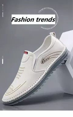 Sapato de couro casual masculino, sola macia, respirável, tendão de vaca, trabalho, dirigindo, feijão, vestido de negócios masculino - comprar online