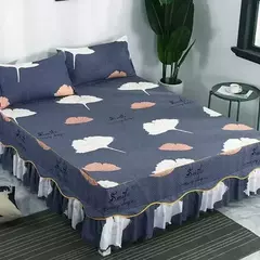 Imagem do Conjunto de colcha de algodão bordado, saia de cama, fronhas, capa de folha, rei, rainha, duplo, 1.5 m, 1.8 m, 2m, 3pcs