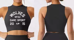 Camisa de barriga sem mangas para mulheres, blusa curta, colete fino, sutiã elástico de ginástica, ioga feminina e corrida, moda feminina escura, esporte, 2024 - Wolf Magazine
