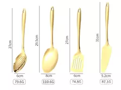 Imagem do Utensílios De Cozinha De Aço Inoxidável De Ouro, espátula de fritura, colher De Sopa, Gadget De Punho Longo, Acessórios De Cozinha