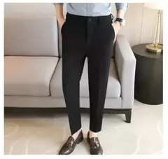 Calça de waffle masculina, calça de negócios masculina de casamento e social, vestido de baile e festa, preto e branco, nova moda, 2024 - loja online