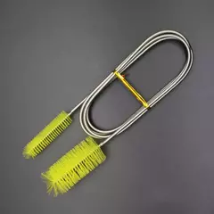 Imagem do Escova de limpeza de aquário para mangueira de água, tubo de ligo, tubo de ar, aço inoxidável, flexível, cabeça dupla, limpador de tanque de peixes