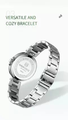Imagem do Naviforce relógio de pulso feminino, pulseira de aço inoxidável, impermeável, quartzo, romântico, marca superior, 2023