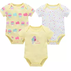 Algodão das meninas do bebê Bodysuit de manga curta, recém-nascido Vestuário, Criança, 0-12 meses, 3 6 Pcs por lote - Wolf Magazine
