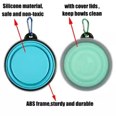 Imagem do Bacia de água dobrável para comida de cachorro de silicone com lábios de tigela para animais de estimação viagens ao ar livre, portátil com ganchos para suprimentos para animais de estimação, tigela de alimentação
