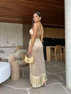Conjunto de biquíni de três peças, sutiã acolchoado, borla, saia de praia de cintura alta, maiô de verão, moda sexy, monocromático - Wolf Magazine