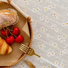 Toalha de mesa de algodão pequena margarida para decoração, estilo coreano, retângulo, para cozinha, casamento, sala de jantar na internet
