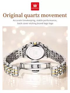 OLEVS-Relógio de quartzo para mulheres, aço inoxidável sólido, mostrador digital, pulseira elegante impermeável, espelho losango, conjunto presente