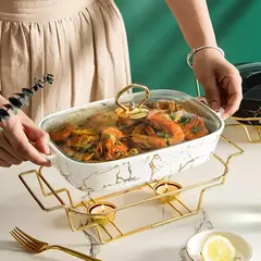 Retangular amphora cerâmica caçarola casa talheres luz calor hotel seco pote de sopa criativo pote titular com vela