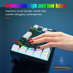 Teclado mecânico para jogos, LED retroiluminado, Interruptor azul, Ergonômico RGB, Quente, Troca, Jogos, PC, Laptop, Escritório, 68 Chaves
