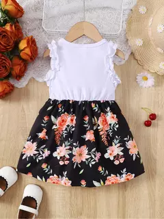 Vestidos estampados florais sem mangas com arco para criança, roupas de verão, estilo pastoral, festa de casamento, 0 a 3 anos - comprar online