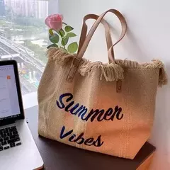 Bolsas de lona grandes para mulheres, bolsa de praia, sacolas de compras, bolsa de ombro axilar feminina, bolsas casuais de alça superior - comprar online