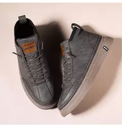 Bota masculina de trabalho com sola macia, bota de couro versátil, sapato antiderrapante, casual e moderno, ao ar livre, quatro temporadas, novo, moda