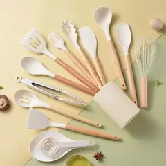 Utensílios De Cozinha De Silicone De Grau Alimentício, Cozinhando Conjunto De Utensílios De Cozinha, Panelas, Turner, Espátula, Colher De Medição, Prático, 14Pcs - loja online