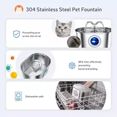 Dispensador de animais de estimação de aço inoxidável, 108oz/3.2l, água para gatos, com luz led, bomba silenciosa, fonte automática para gato, cachorro, tigela potável na internet