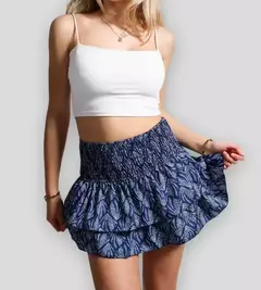 Imagem do Saia com borda plissada estampada para mulheres, saia curta plissada floral, minissaia feminina de férias Boho, saia sexy Y2K, nova moda