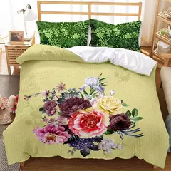 Imagem do Elegante Flores Bedding Set, Bela Impressão 3D Consolador, Bedding Set, Rainha, Twin, Single Size, Capa de Edredão, Fronha, Presentes de luxo, Moda