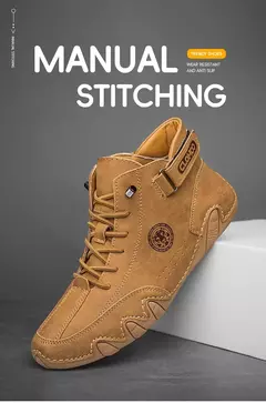 CLOHOO-Sapatos masculinos casuais de couro, tênis ao ar livre, sapatos confortáveis, botas masculinas de luxo, nova moda, 2024 - loja online
