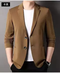 Blazer casual fino de seda gelo masculino, roupa masculina, manga comprida, tamanho grande, blazers sólidos finos, protetor solar, moda verão, primavera - comprar online