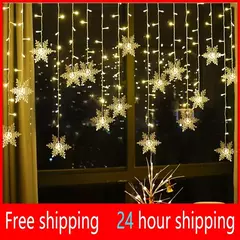 Natal floco de neve LED string luzes piscando fada cortina luzes extravagante festa de feriado decoração de ano novo 2024