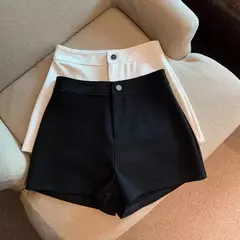 Imagem do Shorts pretos apertados de cintura alta de emagrecimento linha A feminino, estilo coreano, elástico, calça quente, alta elasticidade, primavera, 2022