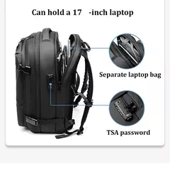 Mochila de viagem de compressão a vácuo de grande capacidade para homens, 17 "mochila laptop, mochila expandida - comprar online