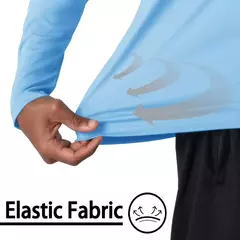 Camiseta com protetor solar UV masculina, manga comprida, gola redonda, caminhada ao ar livre, pesca, tops de secagem rápida, cor sólida, UPF50 + - comprar online