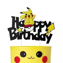 Topper de bolo pokémon, figura de anime, festa de pikachu, feliz aniversário, decoração de bolo pokémon, suprimentos, presente para crianças