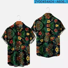 Moda masculina verão t-shirts havaiano impressão 3d aconchegante casual um botão camisas de manga curta praia camisas de grandes dimensões - Wolf Magazine