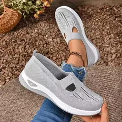 Sapatos mistos de tricô elástico para mulheres, mocassins de plataforma respirável de malha externa, sapatilhas leves resistentes ao desgaste, verão - Wolf Magazine