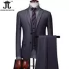Monocromático Terno de escritório formal, vestido de casamento do noivo, blazer de marca high-end, calças colete, S-6XL, conjunto de 3 peças, vestido de festa