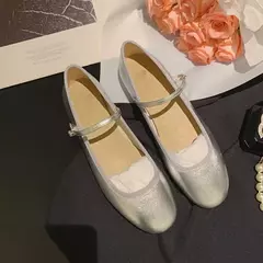 Sapatilhas Mary Jane para mulheres, sapatilhas de couro brilhante, dedo do pé redondo, sapatilhas femininas, dança, bola, nupcial, casamento na internet