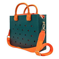 Bolsa de ombro de borracha macia para as mulheres, colorida praia bolsa, encantos personalizados, moda shopping bag, estilo verão na internet