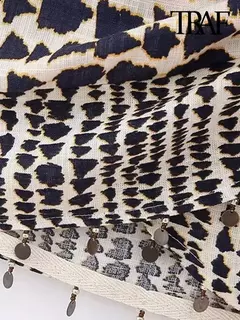 TRAF-Mini saia feminina com estampa frisada, cintura alta, zíper traseiro, moda vintage, saias femininas - loja online