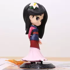 14cm disney princesa mulan q posket boneca de ação grande olho boneca mulan modelo feito à mão bolo cozimento decoração brinquedos presentes