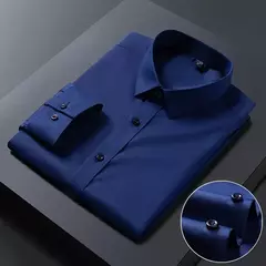 Homens de Manga Longa Stretch Camisas, Anti-Rugas Camisas, Slim Fit, Blusa de Negócios Sociais, Branco, Novo, S-8XL