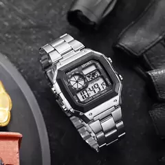 YIKAZE-Relógio masculino de luxo em aço inoxidável, relógios digitais militares, relógio impermeável, relógio de pulso LED - Wolf Magazine