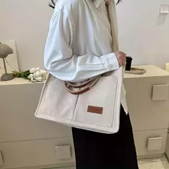 Imagem do Sacola de veludo para mulheres, bolsas de grande capacidade, bolsa de ombro feminina, bolsa mensageiro feminina