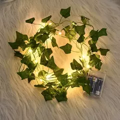 Luzes de folha verde para decoração, Videira artificial Ivy, Luz de fada para festa de casamento, Natal, Planta de parede, 2m-10m - Wolf Magazine