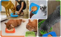 Suprimentos para animais de estimação silicone pet lambendo esteira gato anti-asfixia com tigela de comida lenta filhote de cachorro banho distraído lambendo placa talheres