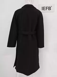 Imagem do IEFB-Sobretudo de lã de peito único masculino, casaco casual solto, manga longa, tendência coreana, moda outono, inverno, novo, 9D1655