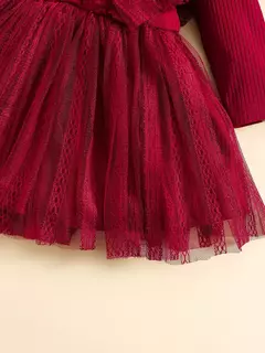 Vestido de malha com babados e lenço para bebê, manga pequena voadora, manga comprida, romântica, primavera e outono, 2 peças - comprar online