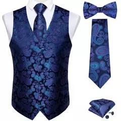 Festa de casamento ouro colete paisley floral jacquard colete masculino 4 pçs colete gravata lenço anel hanky abotoaduras conjunto dibangu