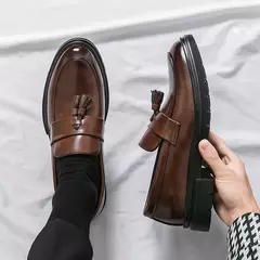 Mocassins macios masculinos, sapatos de couro borla, sapatilha de condução, marca de luxo, plus size, 46, alta qualidade, moda - loja online