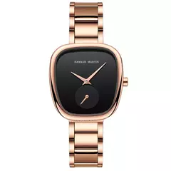 Relógio de pulso de quartzo oval estilo minimalista feminino, barril de vinho, ouro rosa, preto, cronômetro, elegante, 34mm, novo, 2023 - Wolf Magazine