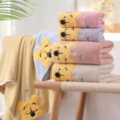 Winnie Bear Bath Towel Set para Crianças, Macio e Absorvente, Coral Velvet, Home Wash, Desenhos animados - comprar online