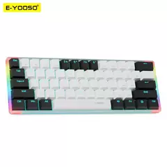 E-YOOSO Z11T USB com fio, teclado de jogos mecânico, azul, vermelho, chave 61 teclas, gamer, russo, brasileiro, português para computador portátil