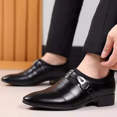 Imagem do Sapato de couro clássico masculino, Deslizar, Dedo apontado, Oxfords, Formal, Casamento, Festa, Escritório, Negócios, Vestido casual, Masculino